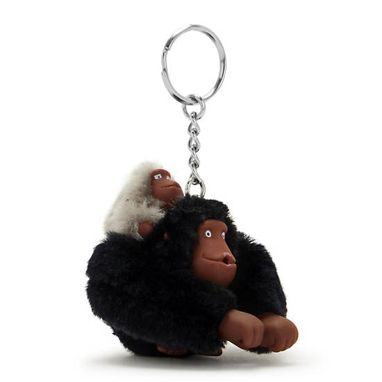 Kipling Mom And Baby Fashion Sven Monkey Keychain Accessories Black Croc | AU 1944RV